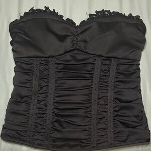 Charlotte Russe Black Strapless Ruched Bustier Top